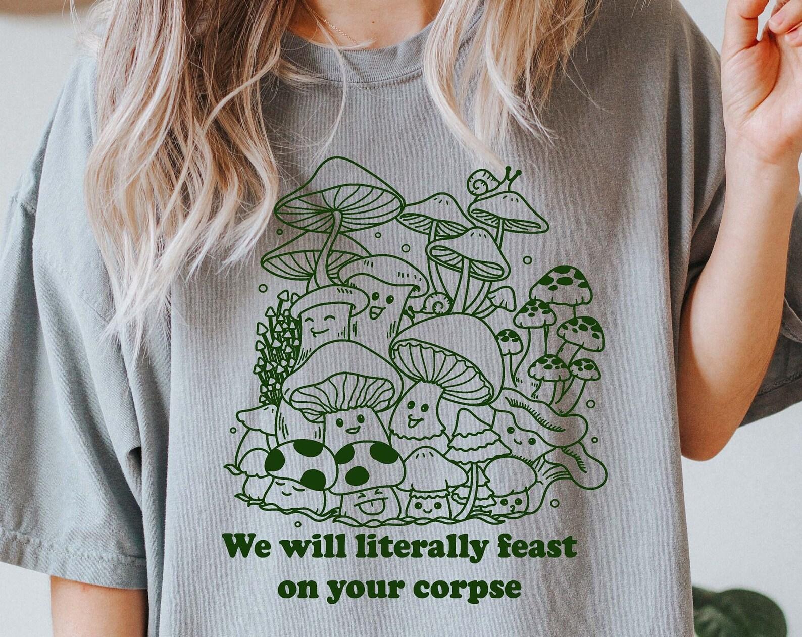 Mushroom Comfort Colors Tee: Funny Fungi Oversized T-Shirt XL