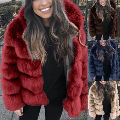 Women Faux Mink  Winter Hooded New Faux Jacket Warm Thick Outerwear Jacket
