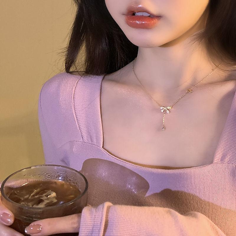 Exquisite full diamond star necklace female niche design high-end collarbone chain simple cold wind necklace