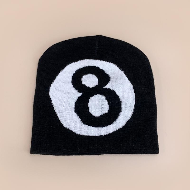 Korean Color Block Number 8 Knitted Hats Autumn and Winter New Unisex ins Warm Street Versatile Hip-hop Outdoor Fashion Beanies