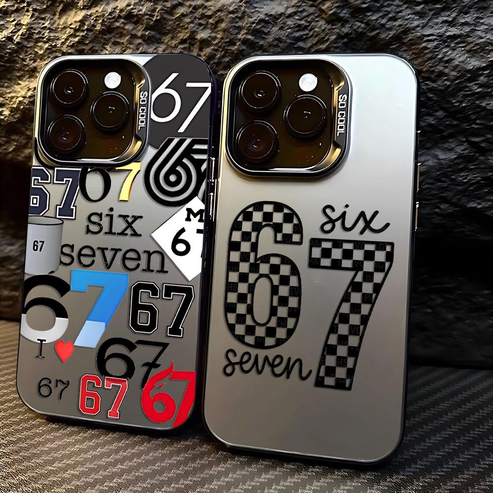 Luxury Six Seven 67 Phone Case For iPhone 16 15Case iPhone 13 12 14 11 Pro Max 16 Plus 16E 17Air Silicone Shockproof Cover