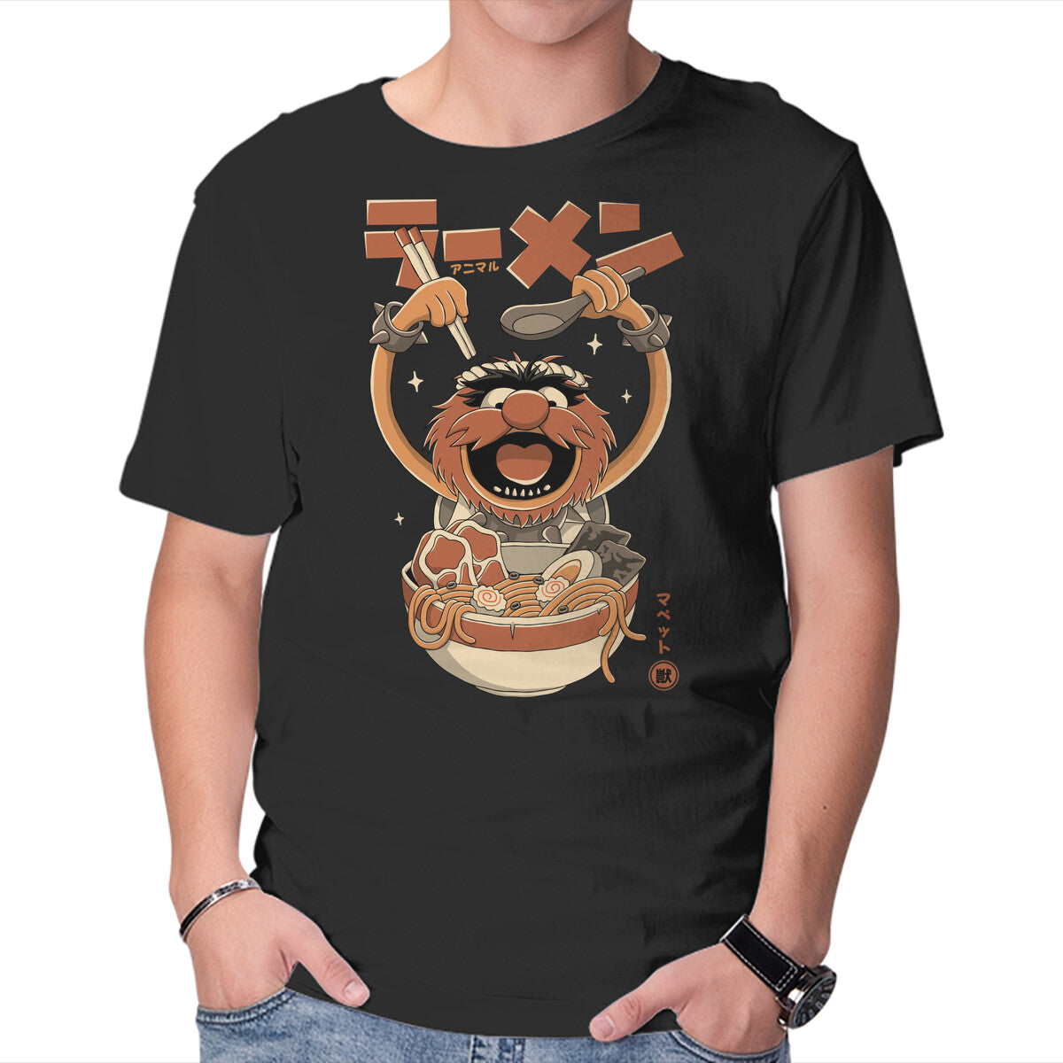 Unisex Crew Neck T-Shirt Ramen Mayhem Graphic Short Sleeve Casual Tee XS