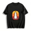 T-shirt Casual Grafica Tramonto Pino Selvatico Retrò T-shirt in Puro Cotone