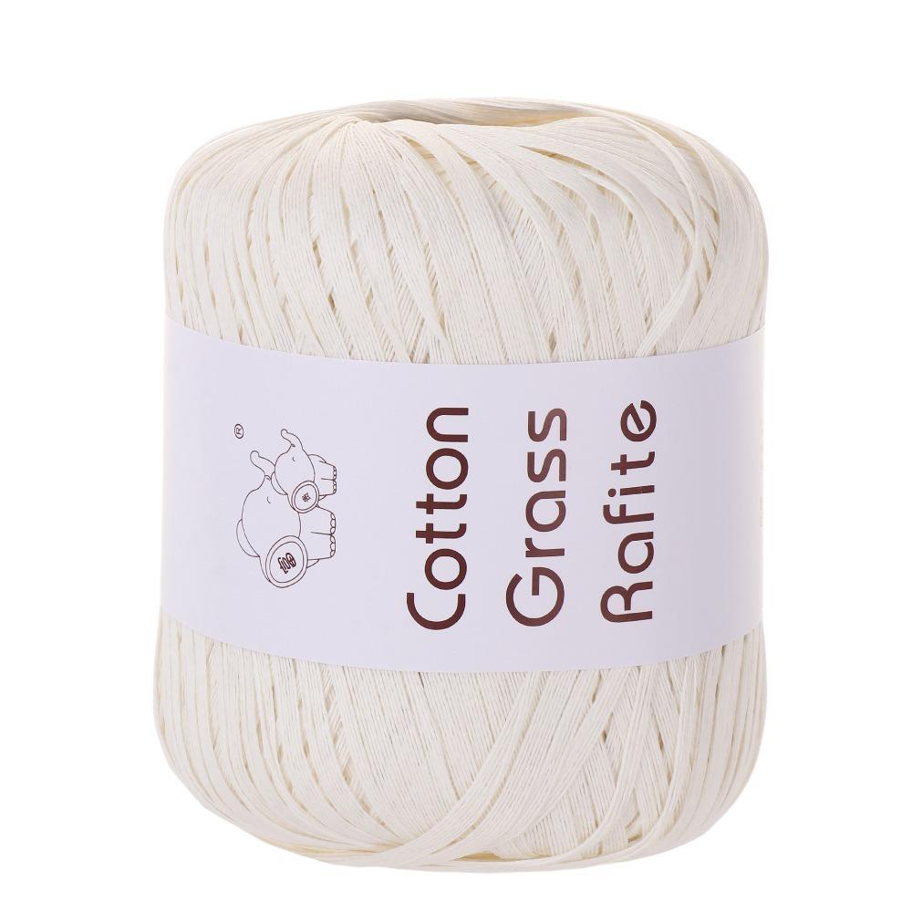 Новая разноцветная рафия для вязания крючком и спицами, соломенная пряжа, бумажные нитки белый