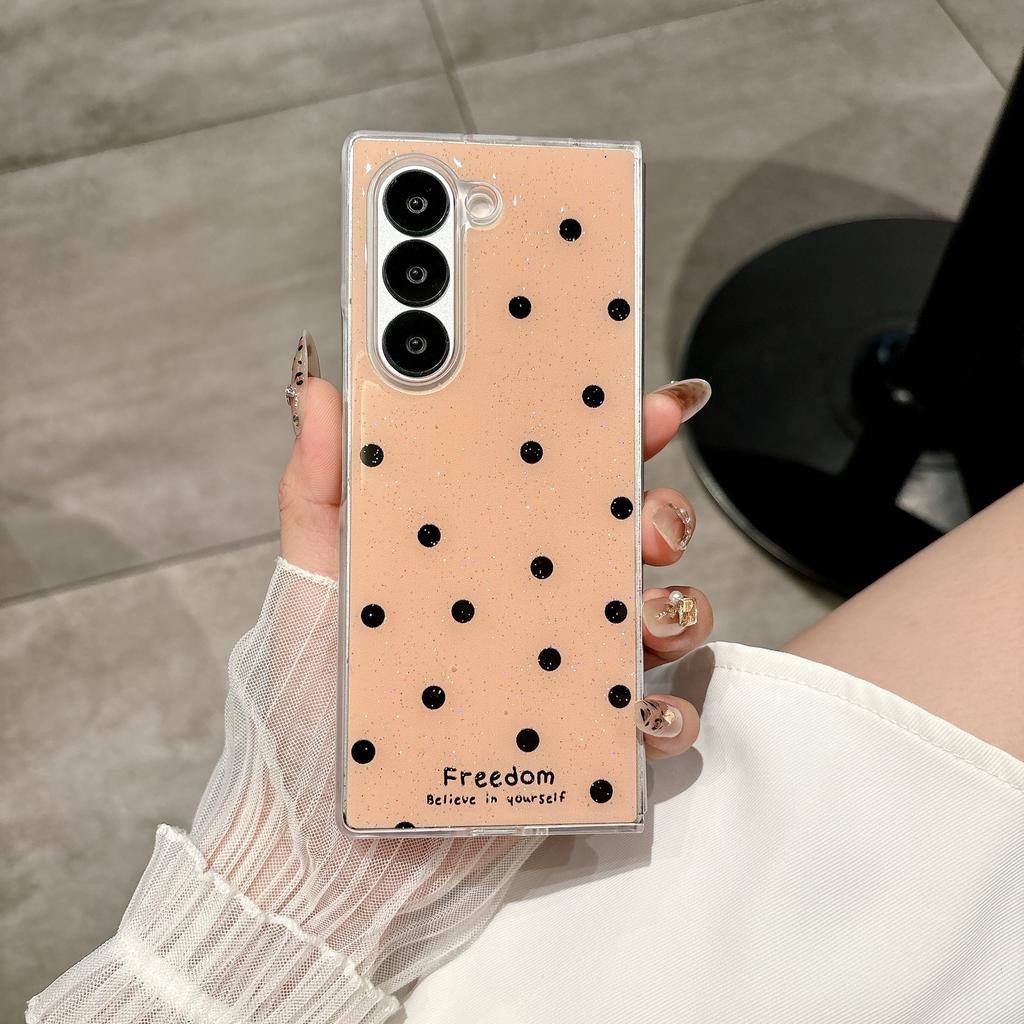 Applicable to Samsung zfold7 bow anti-drop mobile phone case zfold6 glitter polka dot zfold5 bracket protective case