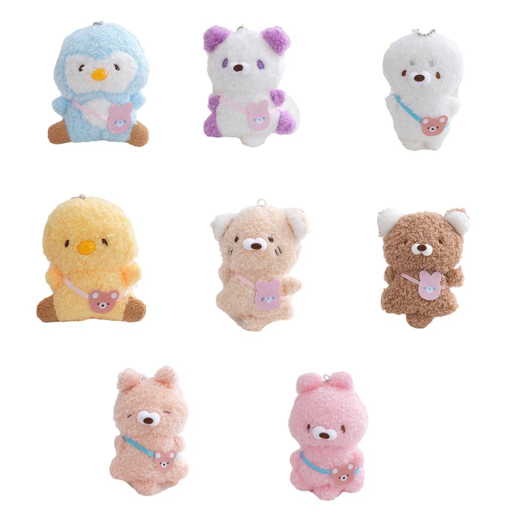 Cartoon Stuffed Animal Shape Keychain Backpack Pendant Cute Stuffed Toy Car Keychain Bag Birthday Gift for Boy Girls