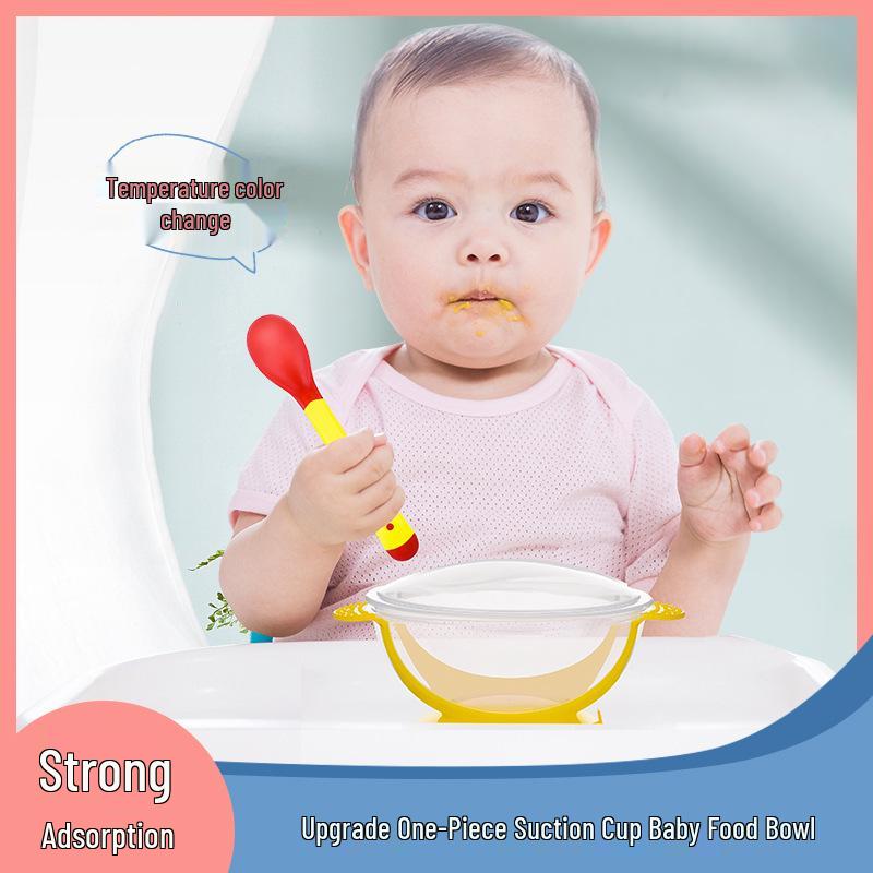 

LVSU Non-Slip Baby Bowl Set with Suction & Temperature-Sensing Spoon Yellow Bowl + Temperature-Sensing Spoon