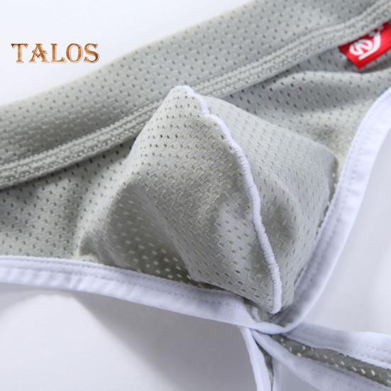 Men Briefs Low-rise U-Convex Patchwork Color Thong Breathable Mesh Hip Lifting Fine Stitching Underwear