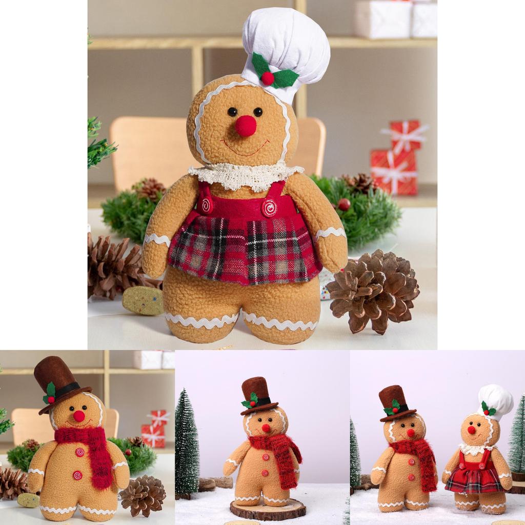 Adorable 2024 Christmas Gingerbread Man Doll Decorative Figure For Festive Holiday Decor