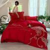 High-End Long-Staple Cotton Wedding 4Pcs Set Chinese Wedding Wedding Kit Big Red Embroidery Pure Cotton Wedding Bedding