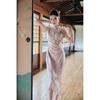JK&JS Retro Chinesischer Stil Schlitz Midilanges Qipao Kleid