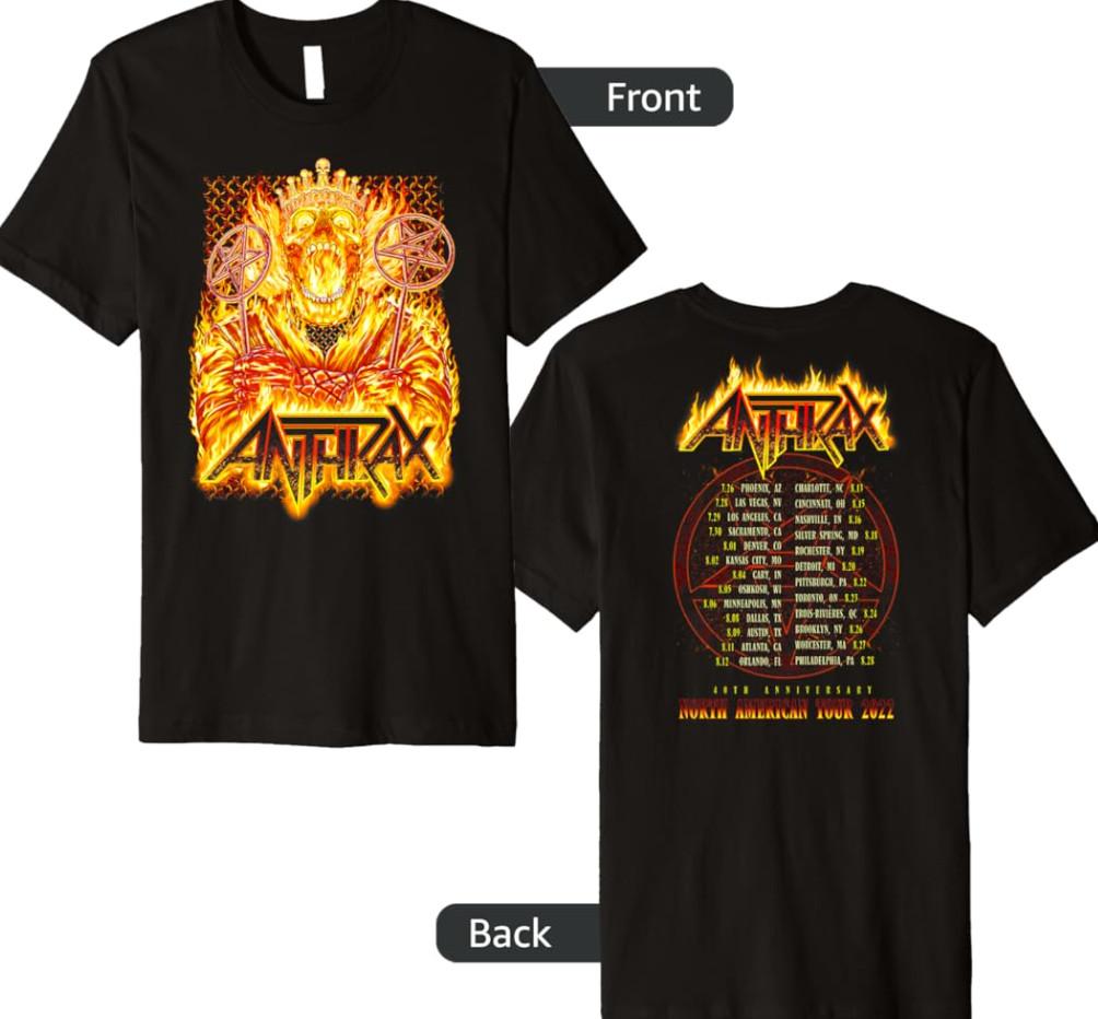 Vintage 2022 Anthrax Flames Tour Cityback Premium T-shirt size S-5XL M