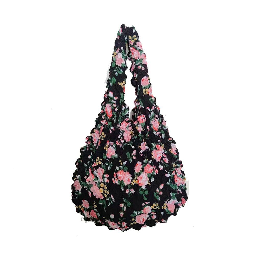 Elastic Handheld Shopping Bag Expansion Floral Paddy Bag Portable Foldable Stretch Bag  Snack