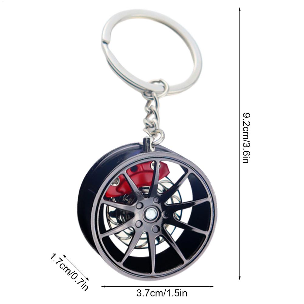 1PC Wheel Hub Car Key Chain Fidget Toy Car Tire Brake Disc Keychain Fingertip Gadget Keyring Bags Pendant 3D Alloy Model Gift