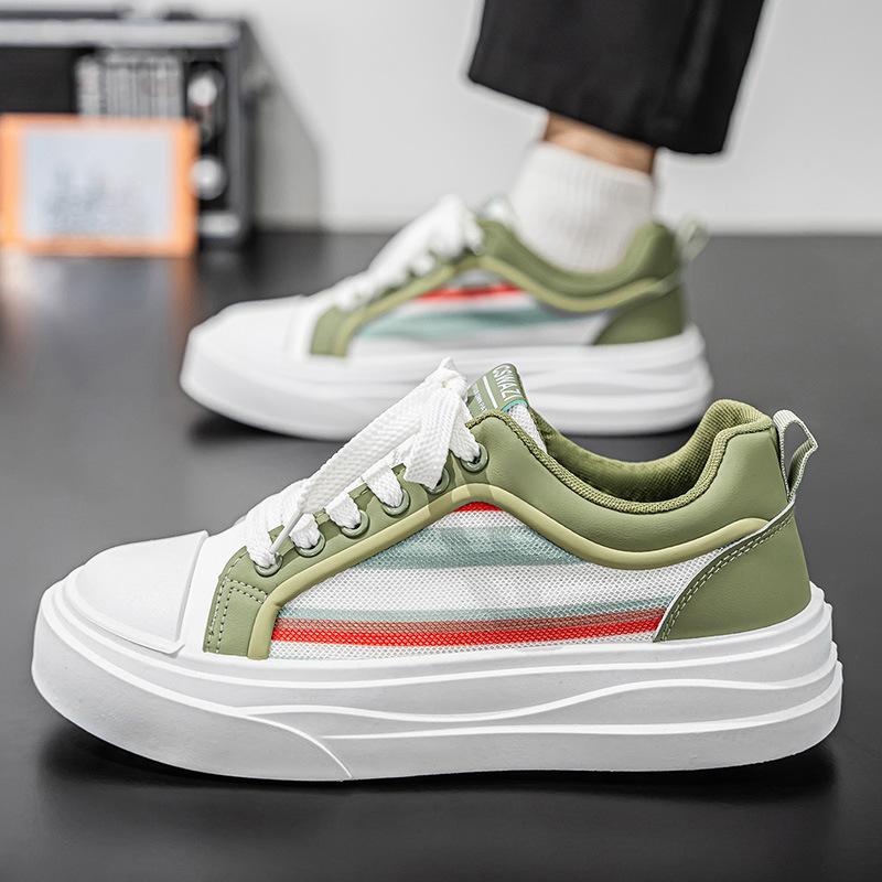 

Trendy brand men s shoes summer new lightweight breathable sports casual shoes versatile lace-up color matching casual board shoes 44