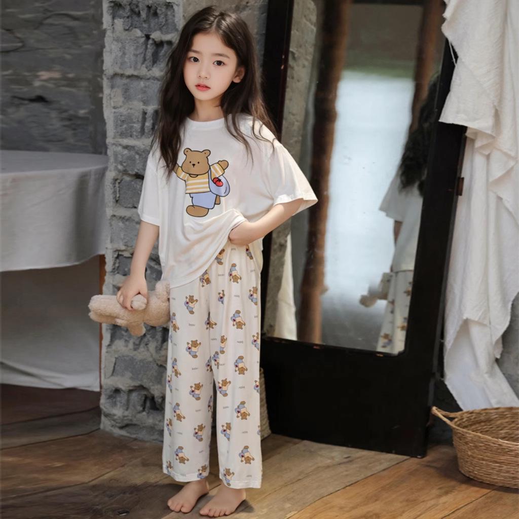 

Девичий модальный летний пижамный комплект: Легкая ночная сорочка из ледяного шелка и костюм для кондиционера 130 cm