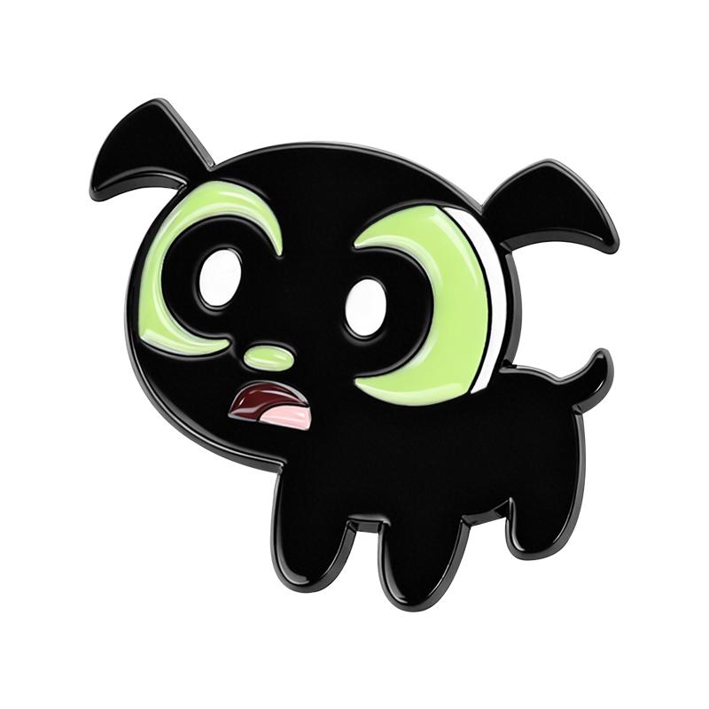 

Orange Bubbles Style Cute Dog Enamel Pin Cartoon Black Buttercup Cute Dog Exquisite Brooch Lapel Badge Decoration Jewelry Gifts