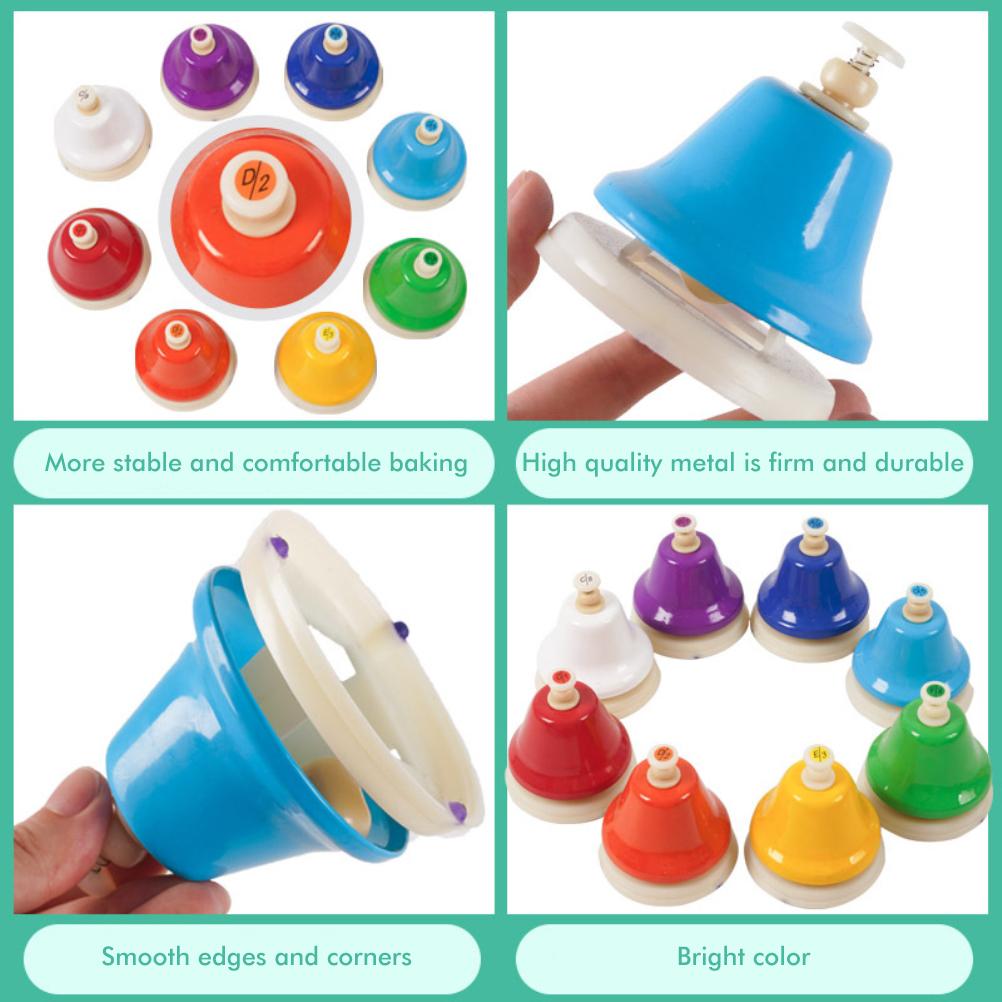 8 Note Hand Bell Children Toy Music Rainbow Percussion Instrument Set Beginner Educational Toy Gift