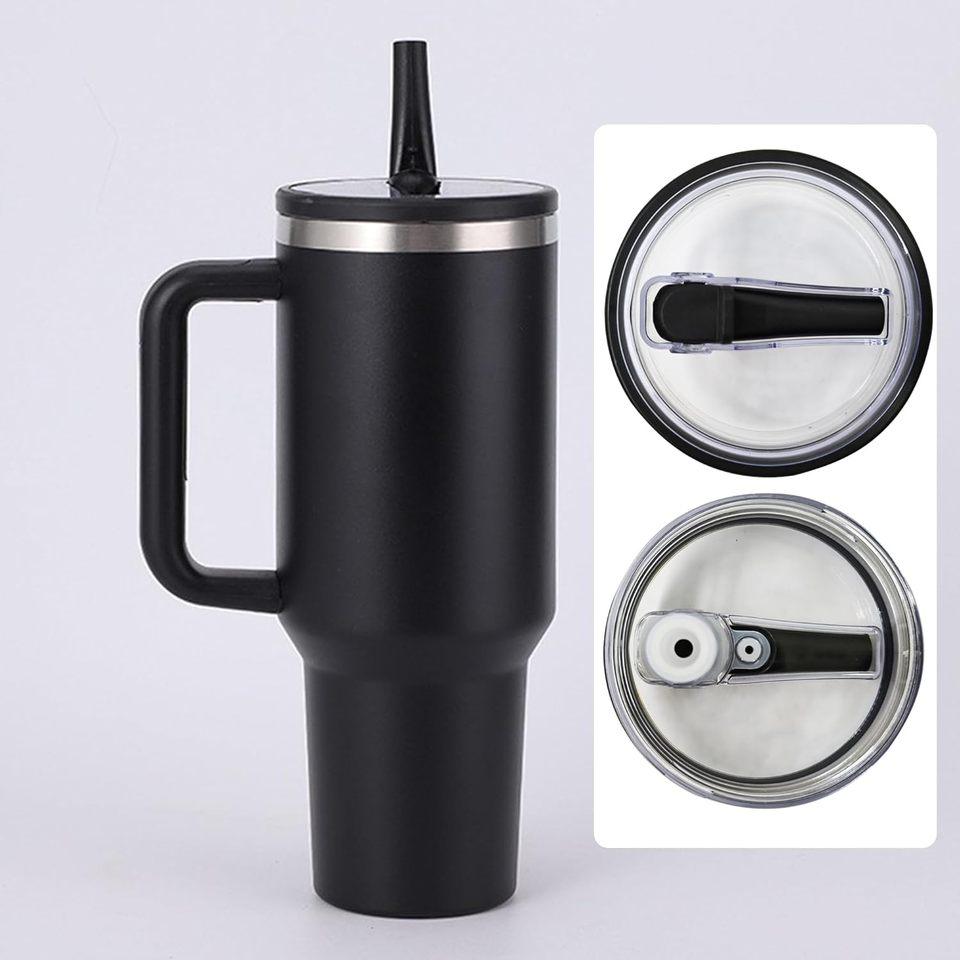 2 Pack 40 Oz Tumbler Flip Straw Lid Replacement Fit for Stanley Quencher, Spill Proof Splash Resistant Tumbler Lids,Reusable