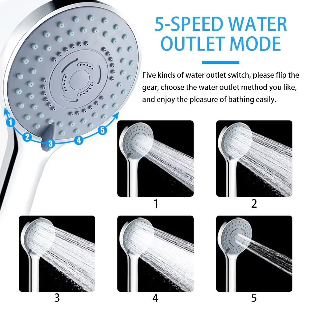 Bathroom Sprinkler, Jet Shower Head, Water Saving, Handheld, Adjustable, 5 Modes, SPA Shower Head, Bathroom Accessories