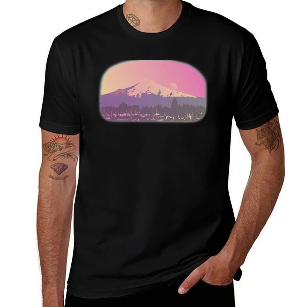 Mt Hood Moon Tshirt Work Wear Breathable Tee