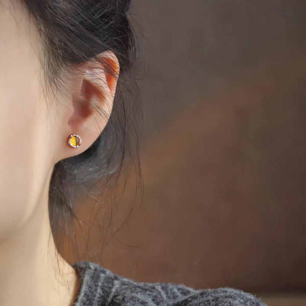 Elegant Amber Small Stud Earrings - 2025 Bestseller for Women