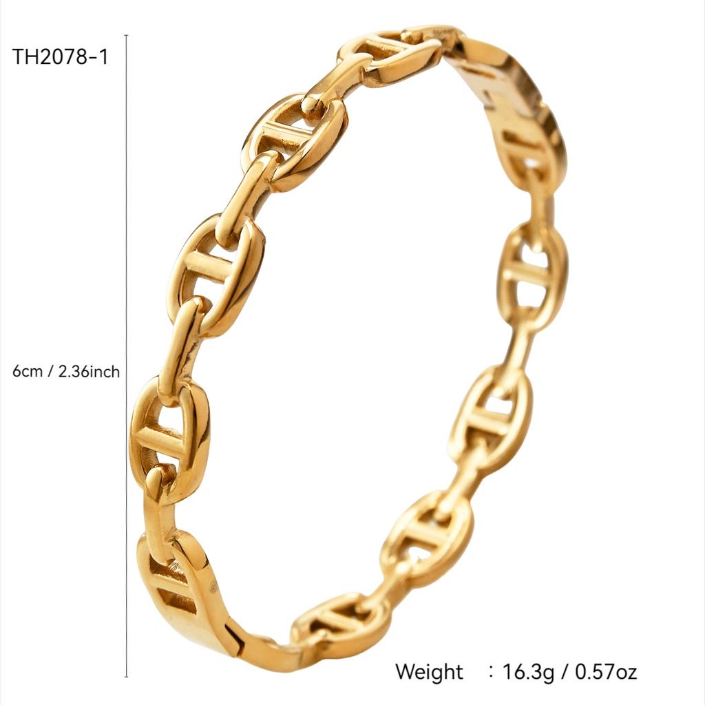 Fashion Simple Temperament Senior Sense Of Stainless Steel Plated Gold Pig Nose Bracelet Women'S Jewelry