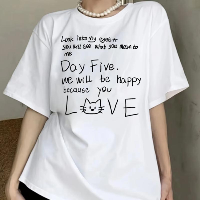 Funny Love Quote Cat Unisexs TShirt Casual Top for Cat Lovers Cotton Harajuku Trend Girls Short Sleeve Tee Hip Hop T Shirt