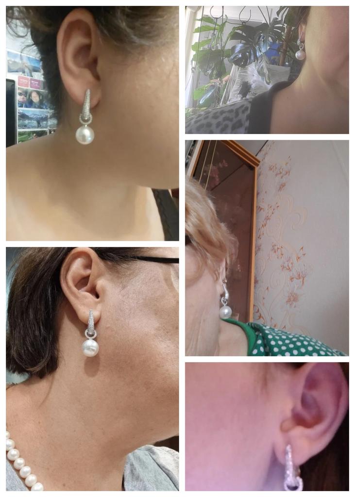Huitan New Trend Imitation Pearl Dangle Earring for Women Luxury Silver Bling Cubic Zirconia Fashion Elegant Lady Jewelry