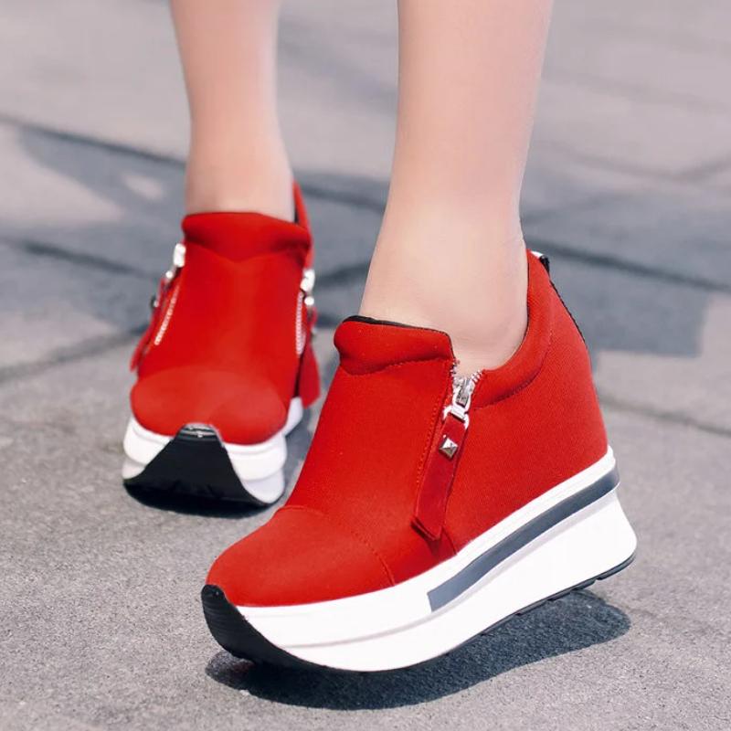 Minimalistické boty na svahovou trať 2024 Nové dámské ležérní pohodlné vnitřně zvýšené plátěné dámské Zapatillas De Deporte Platform Trafza