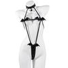 Devil Cosplay Lingerie Women Hollow Out Leather Underwear Top Wing Panty Set Anime Demon Bandage Bodysuit Halloween Costume