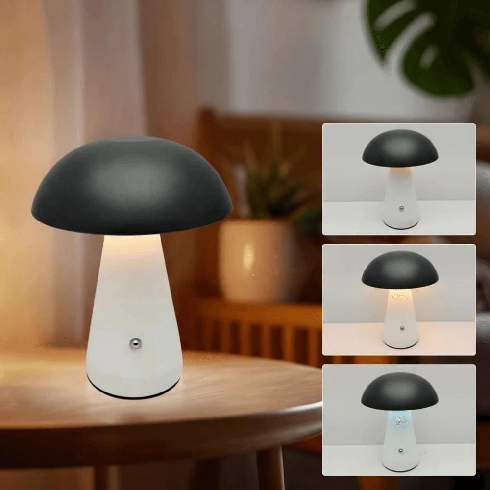 Touch-Activated Mushroom Lamp 3 Color Extended Illumination LED Table Lamp USB Rechargeable Dimmable Rechargeable Lamp