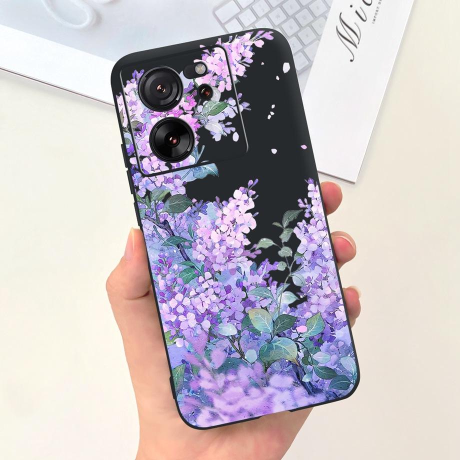 For Xiaomi Redmi 13C Case Xiaomi Mi 13T Pro Back Cover Soft Matte Liquid Silicone Flower Cartoon Printing Capa For Mi13T Pro Bag