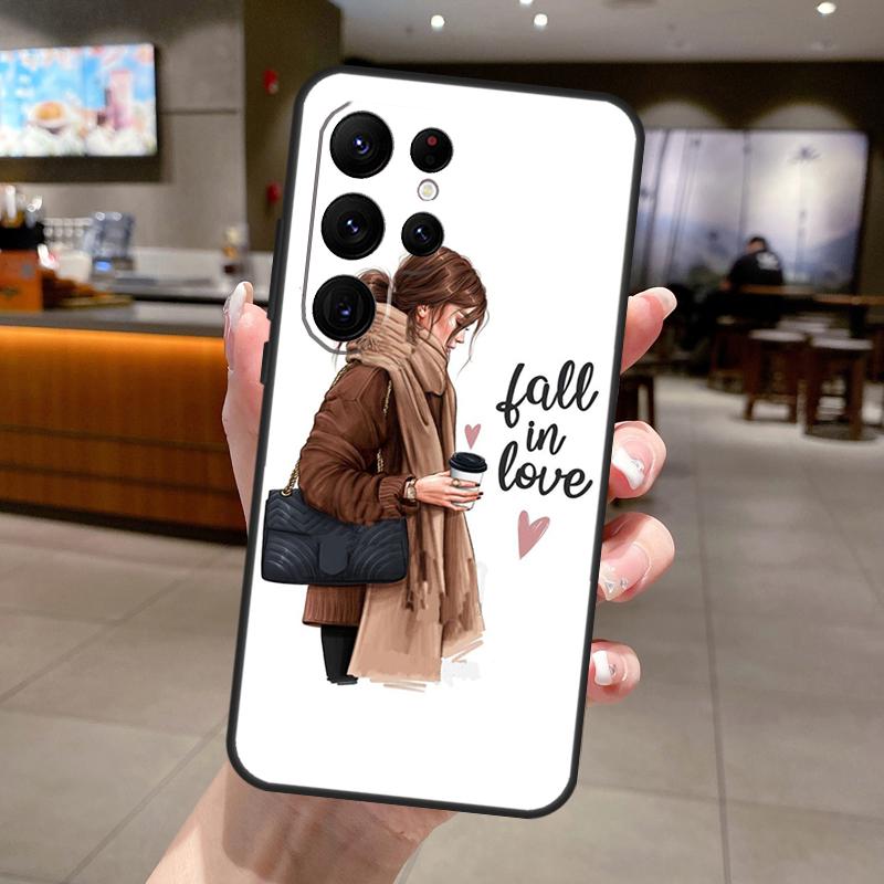 Prinzessin Weibliche Chefin Kaffee Handyhülle Für Samsung Galaxy S25 Ultra S24 S22 S21 S23 FE S9 S10 S20 Plus S24 FE Weiche Hülle