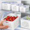 Refrigerator Large Capacity Fruit and Vegetable Fresh-keeping Box Large Medium and Small 3-piece Set with Detachable Filter Basket Leak-proof Food