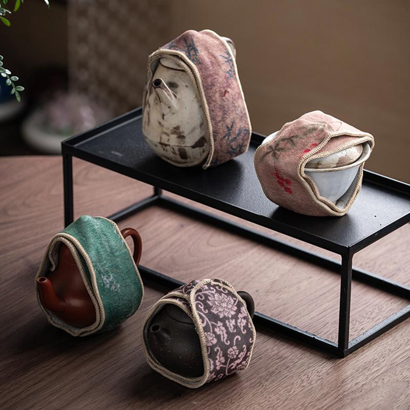 Chinese Style Kung Fu Tea Set Protective Cover Tea Ceremony Teapot Cover Bump-proof Teapot Outdoor Carrying Packaging Bag