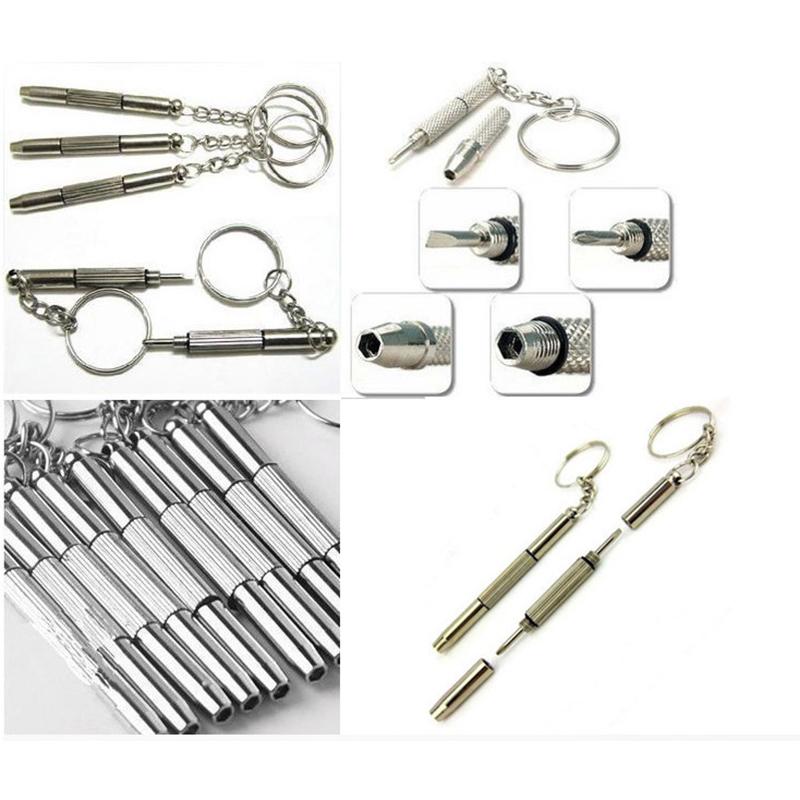 2Pcs 3 In 1 Mini Screwdriver Keychain Glasses Phone Watch Screw Repair Tool
