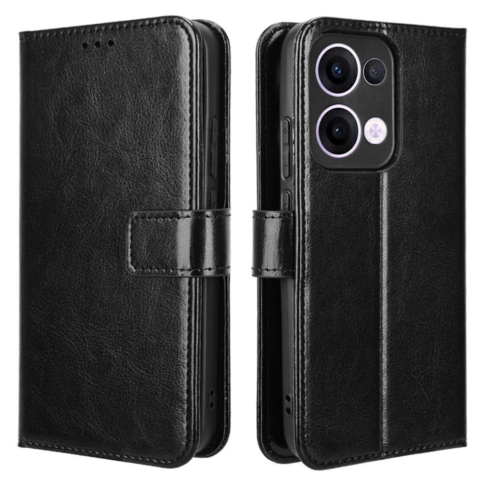

Для Oppo Reno13 5G (Глобальний) Чохол для телефона Crazy Horse Texture PU Leather Black
