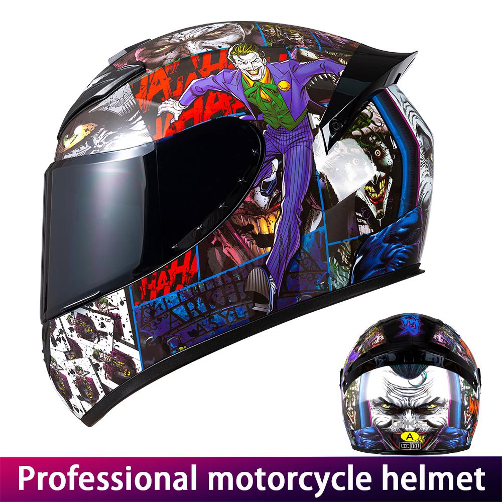 Unisex DOT Certified Motorcycle Full Helmet with Clown Style Warm Four-Season Riding Biker Headgear for Men And Women