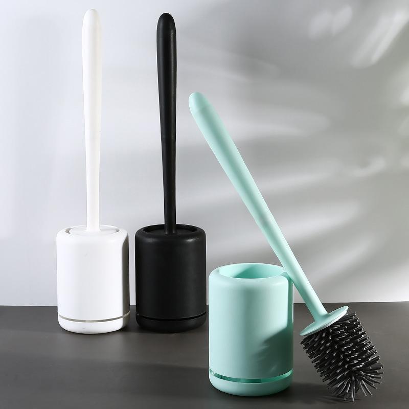 Silicone Toilet Brush Wall Mounted Breathable Holder Soft Bristle Odor Free Bathroom Toilet Cleaning Supply