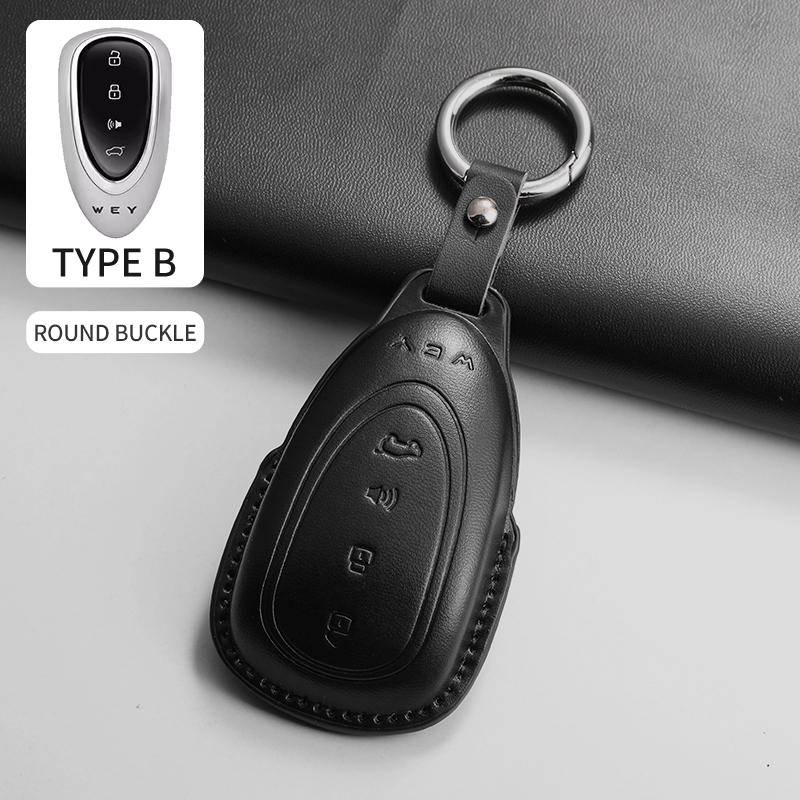 PU Leather Car Smart Remote Key Cover Case For WEY Blue Mountain Highland Mocha Latte DHT-PHEV Key Protecter Shell Accessories