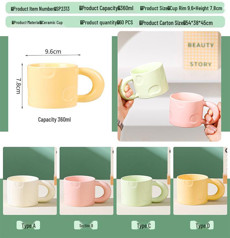 High-Value Ceramic Macaron Coffee Mug - Large Capacity Cup, Perfect Holiday Gift for Couples