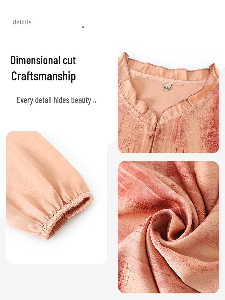 2025 New Spring/Autumn Fashion Set for Middle-Aged Women: Seven-Sleeve Chiffon Blouse
