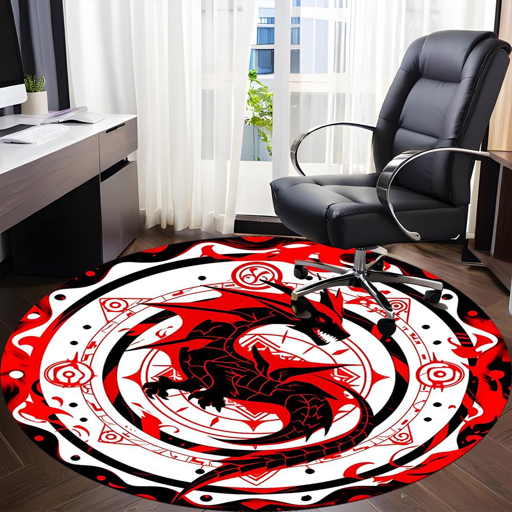 1pc Dragon Mandala Office Round Area Rug, Under Office Chairs Bedroom Living Room Home Decor, Room Deco, Available in Various Sizes