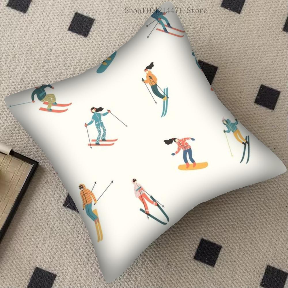 1Pc Ski Resort Prop Pattern Pillow Case Square Bedroom Sofa Leisure Comfort Cushion Car Living Room Home Decoration