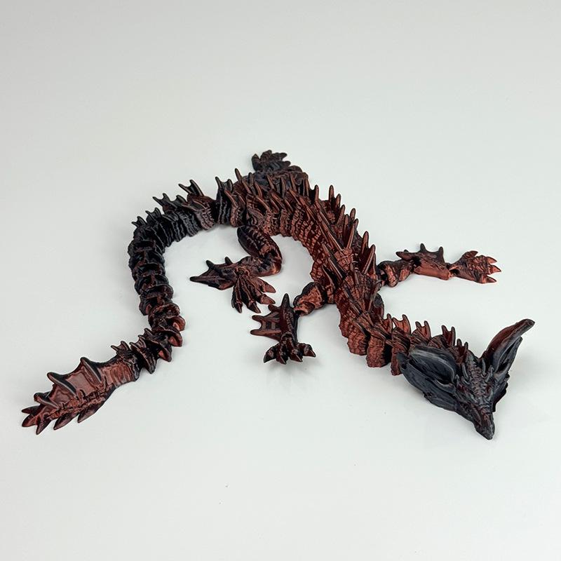3D Printed Flame Dragon Toy Joint Movable Simulation Cool Dragon Model Home Decor Office Ornaments Creative Collection Gifts