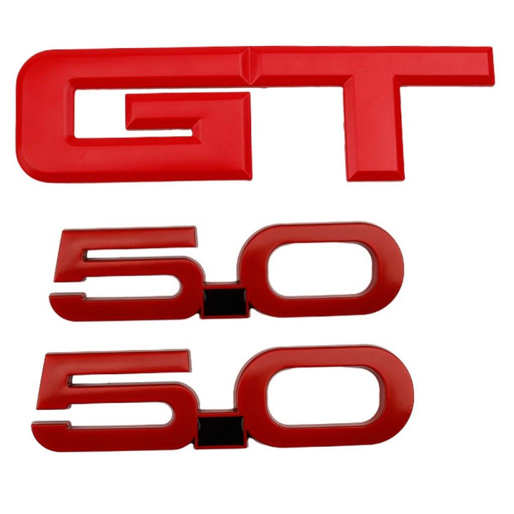 3 Pcs Metal Badge GT 5.0 Emblem Decal Car Sticker for All Models Decoration Toyota Mercedes Amg Ford Mustang GT 5.0 Accessories