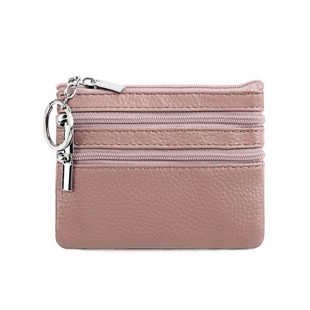 PU Leather Key Ring Waterproof Pocket Purse Money Coin Purse Zipper Wear-resistant Credit Card Holder