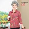 Plus Size Summer Lapel Shirt for Elderly Women, Three-Quarter Sleeves, 60-70 Year Olds