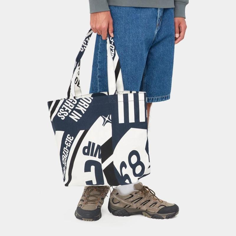 New Carhartt WIP Canvas Bag, Tote Bag, Shopping Bag, Handbag, Shoulder Bag Regular Unisex Blue White Multicolor I031597_1HM_XX